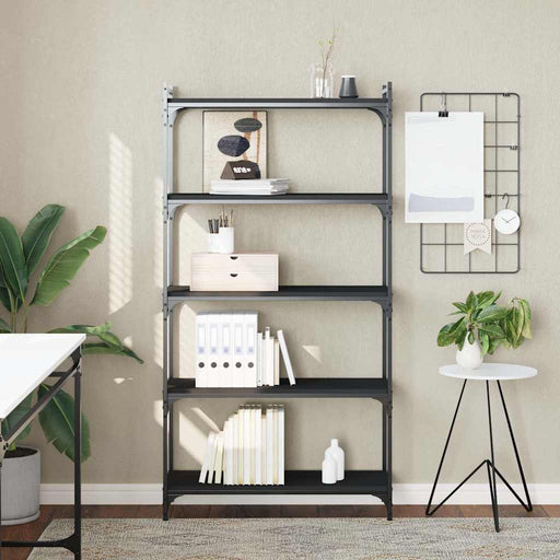 Bibliotecă cu 5 niveluri, negru, 80x30x154 cm, lemn prelucrat - WALTI WALTI