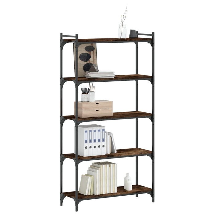Bibliotecă 5 niveluri stejar afumat 80x30x154 cm lemn prelucrat WALTI