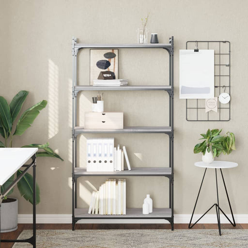Bibliotecă cu 5 niveluri gri sonoma 80x30x154 cm lemn prelucrat - WALTI WALTI