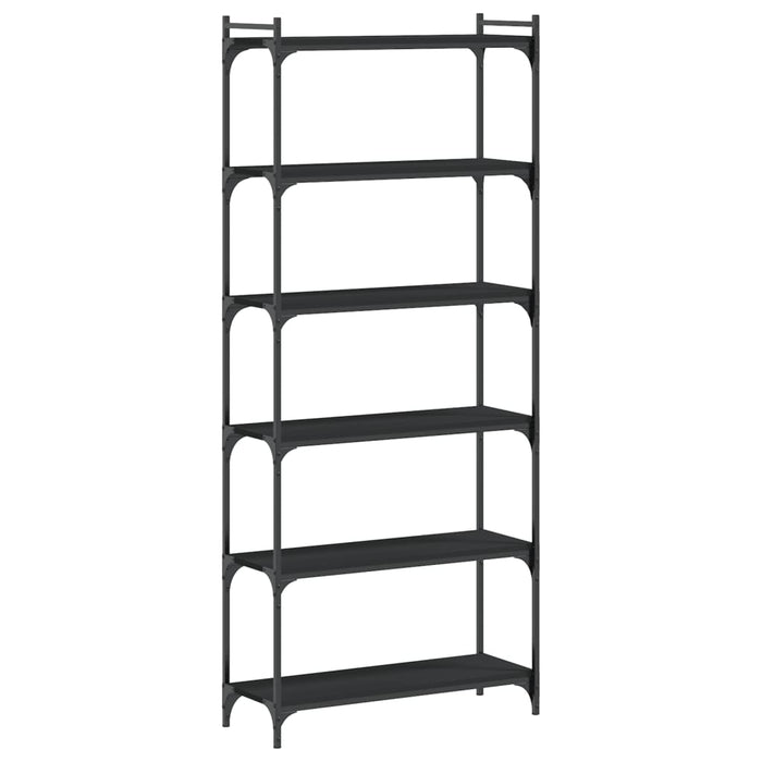 Bibliotecă cu 6 niveluri, negru, 80x30x188 cm, lemn prelucrat - WALTI WALTI