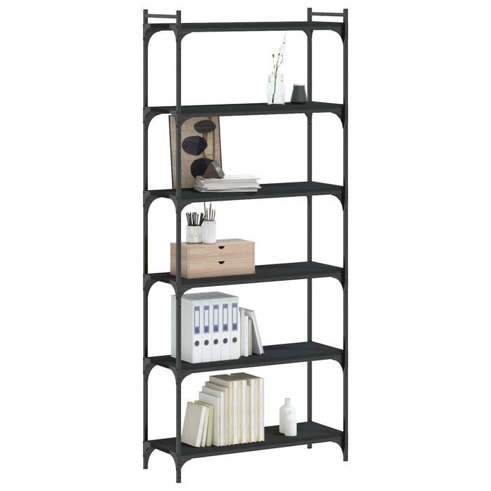 Bibliotecă cu 6 niveluri, negru, 80x30x188 cm, lemn prelucrat - WALTI WALTI