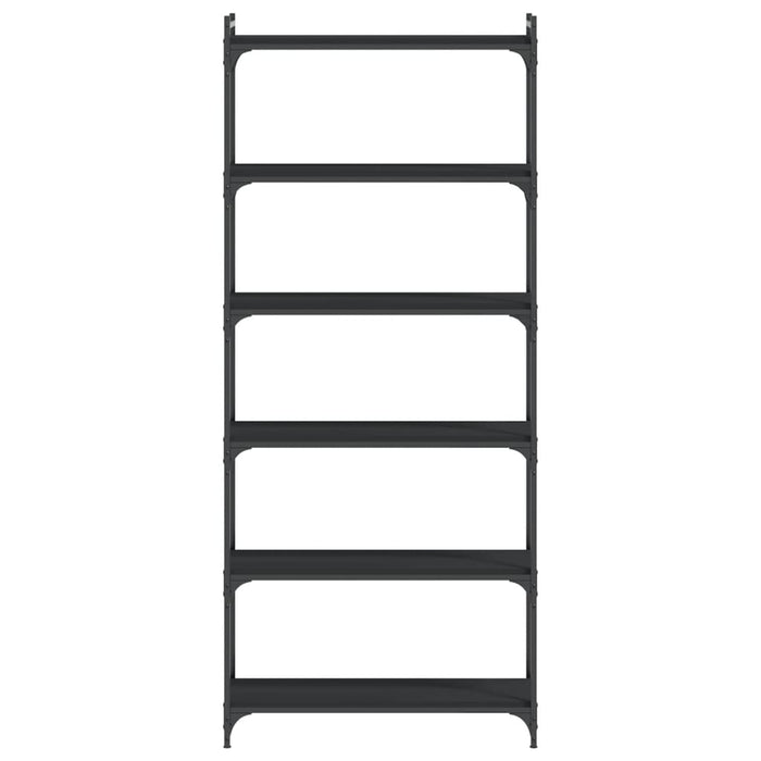 Bibliotecă cu 6 niveluri, negru, 80x30x188 cm, lemn prelucrat - WALTI WALTI