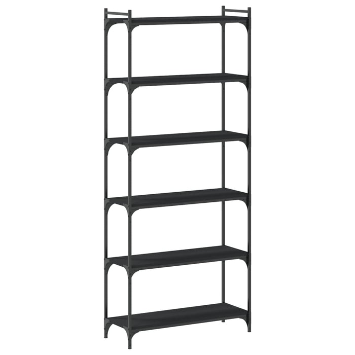 Bibliotecă cu 6 niveluri, negru, 80x30x188 cm, lemn prelucrat - WALTI WALTI