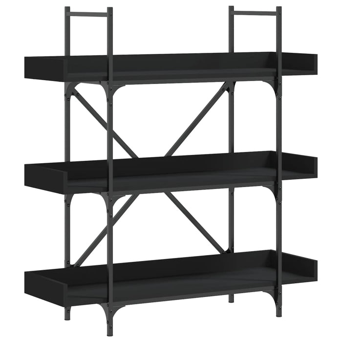 Bibliotecă cu 3 niveluri, negru, 100x33x108,5 cm lemn prelucrat - WALTI WALTI