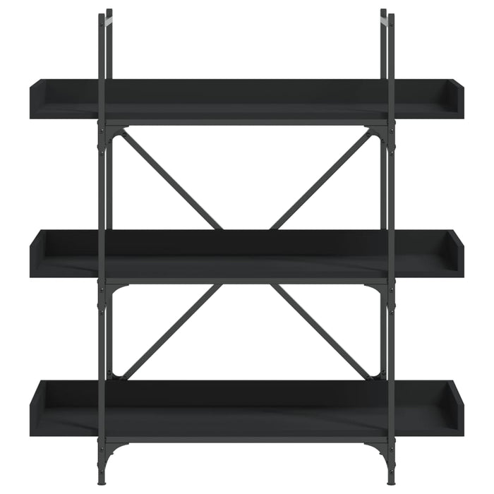Bibliotecă cu 3 niveluri, negru, 100x33x108,5 cm lemn prelucrat - WALTI WALTI