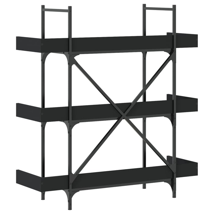 Bibliotecă cu 3 niveluri, negru, 100x33x108,5 cm lemn prelucrat - WALTI WALTI