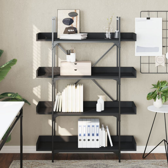 Bibliotecă cu 4 niveluri, negru, 100x33x145,5 cm lemn prelucrat - WALTI WALTI