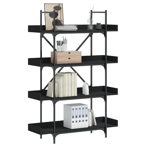 Bibliotecă cu 4 niveluri, negru, 100x33x145,5 cm lemn prelucrat - WALTI WALTI