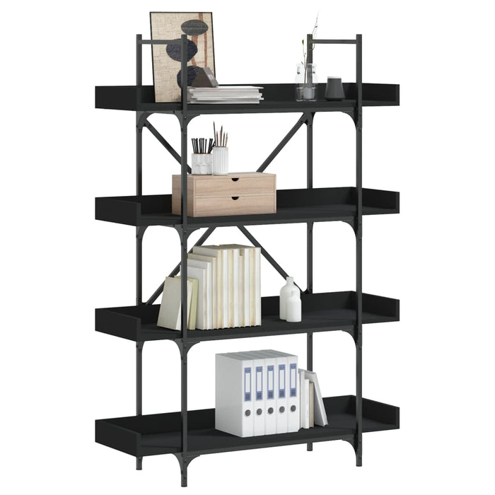 Bibliotecă cu 4 niveluri, negru, 100x33x145,5 cm lemn prelucrat - WALTI WALTI