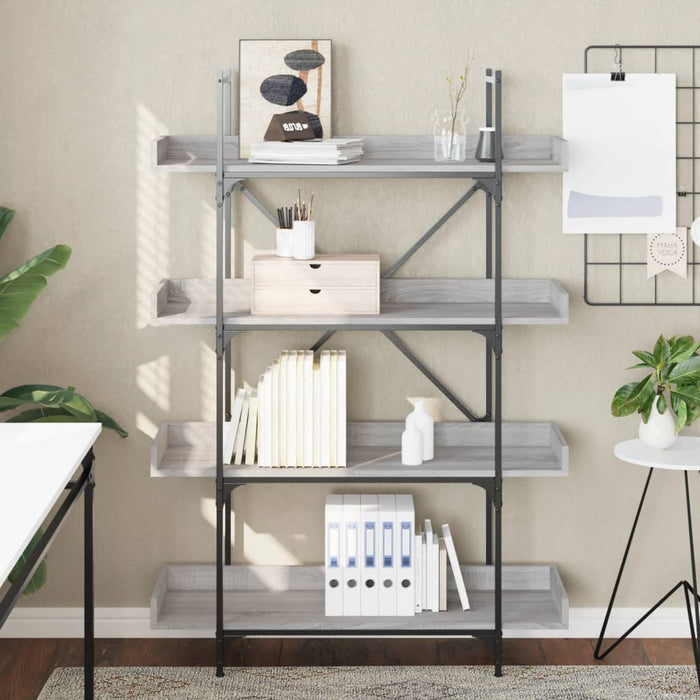 Bibliotecă 4 niveluri gri sonoma 100x33x145,5 cm lemn prelucrat - WALTI WALTI