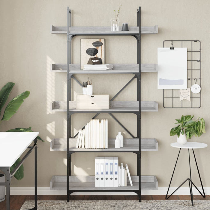 Bibliotecă 5 niveluri gri sonoma 100x33x180,5 cm lemn compozit - WALTI WALTI