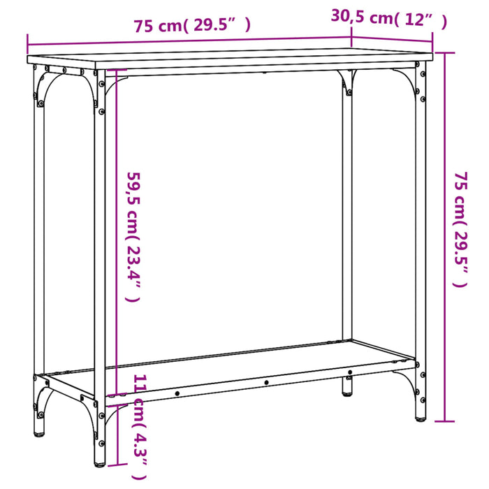 Masă consolă din stejar Sonoma, 75x30,5x75 cm, lemn stratificat WALTI