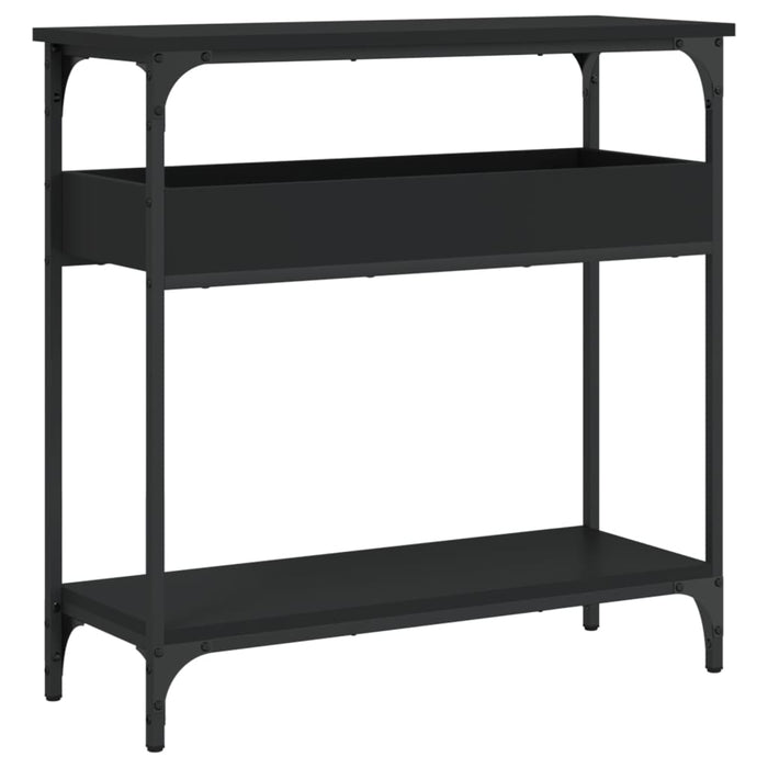 Măsuță consolă cu raft, negru, 75x29x75 cm, lemn prelucrat WALTI