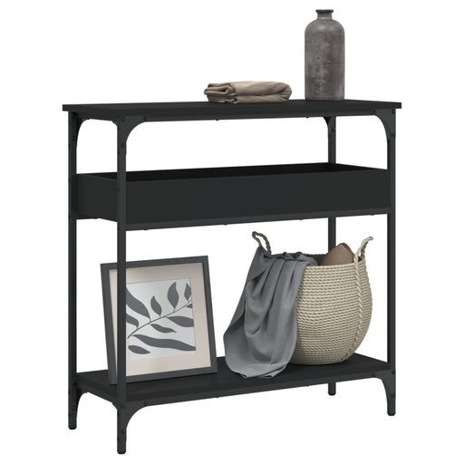 Măsuță consolă cu raft, negru, 75x29x75 cm, lemn prelucrat - WALTI WALTI