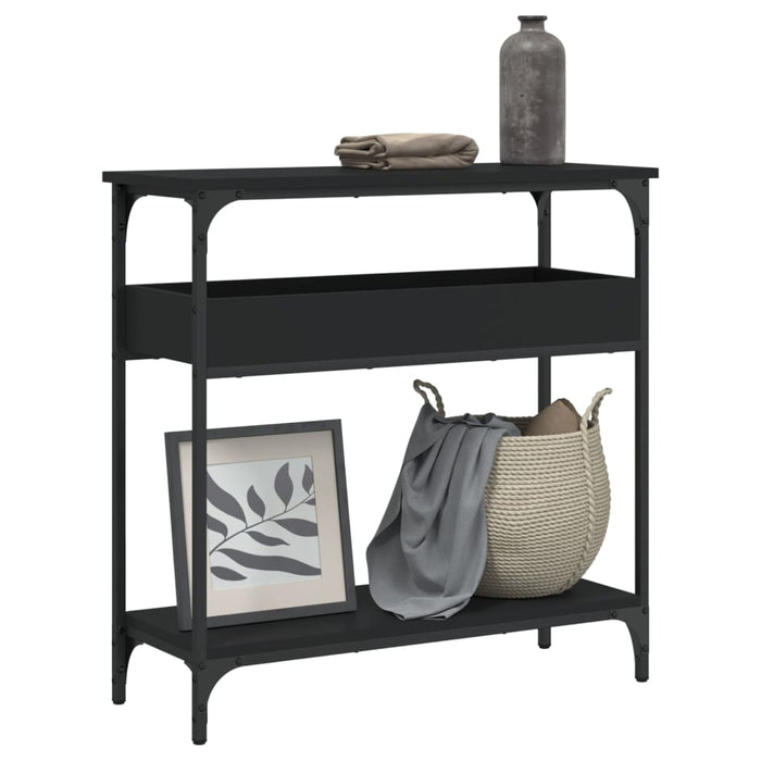 Măsuță consolă cu raft, negru, 75x29x75 cm, lemn prelucrat WALTI