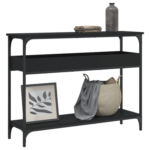 Măsuță consolă cu raft, negru, 100x29x75 cm, lemn prelucrat - WALTI WALTI