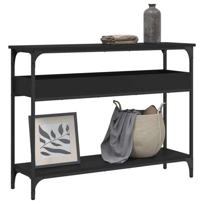 Măsuță consolă cu raft, negru, 100x29x75 cm, lemn prelucrat - WALTI WALTI