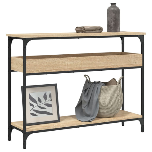 Masă consolă cu raft, stejar Sonoma, 100x29x75cm, lemn stratificat - WALTI WALTI