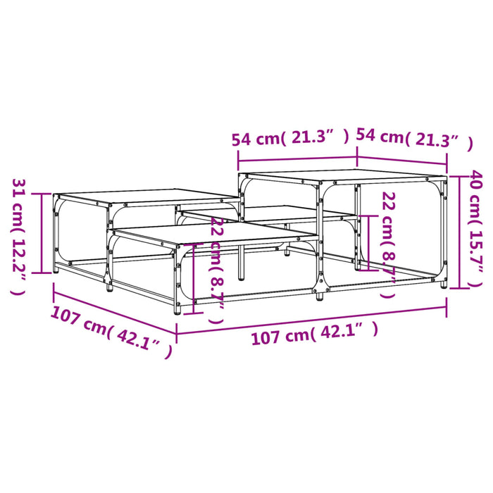 Măsuță de cafea stejar fumuriu 107x107x40 cm din lemn prelucrat - WALTI WALTI