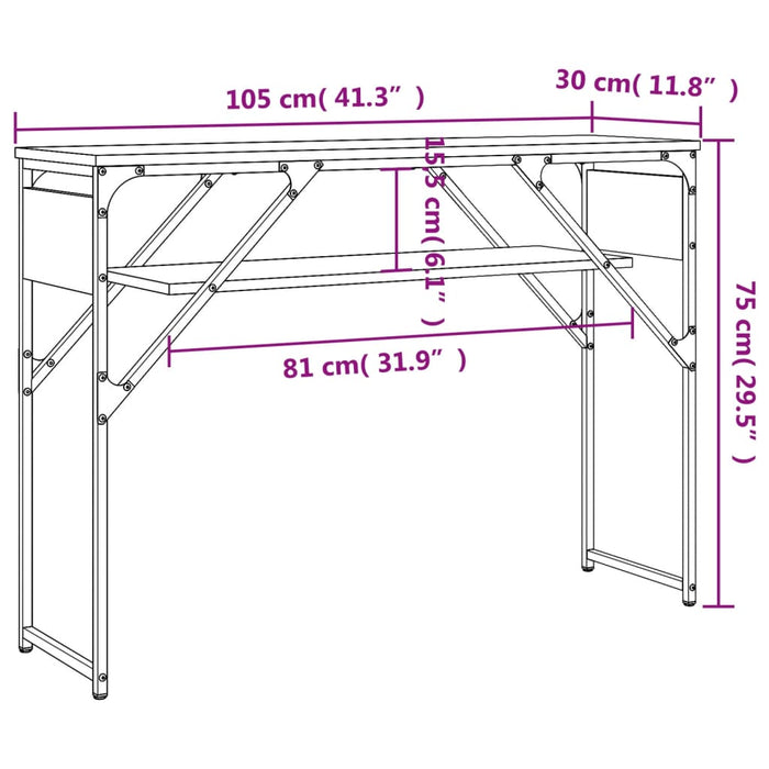 Măsuță consolă cu raft stejar maro 105x30x75 cm lemn prelucrat - WALTI WALTI