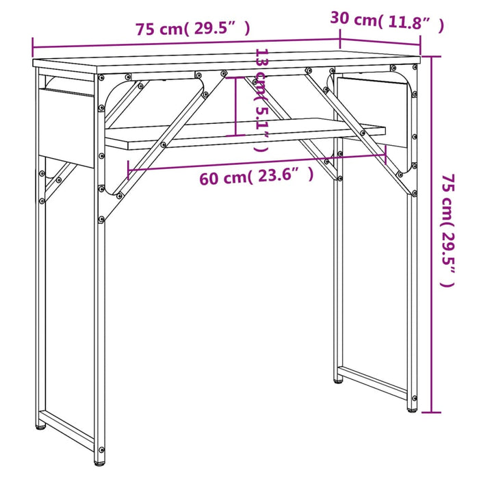 Măsuță consolă cu raft stejar sonoma 75x30x75 cm lemn prelucrat - WALTI WALTI