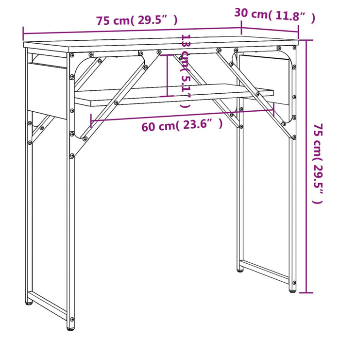 Măsuță consolă cu raft stejar fumuriu 75x30x75cm lemn prelucrat - WALTI WALTI