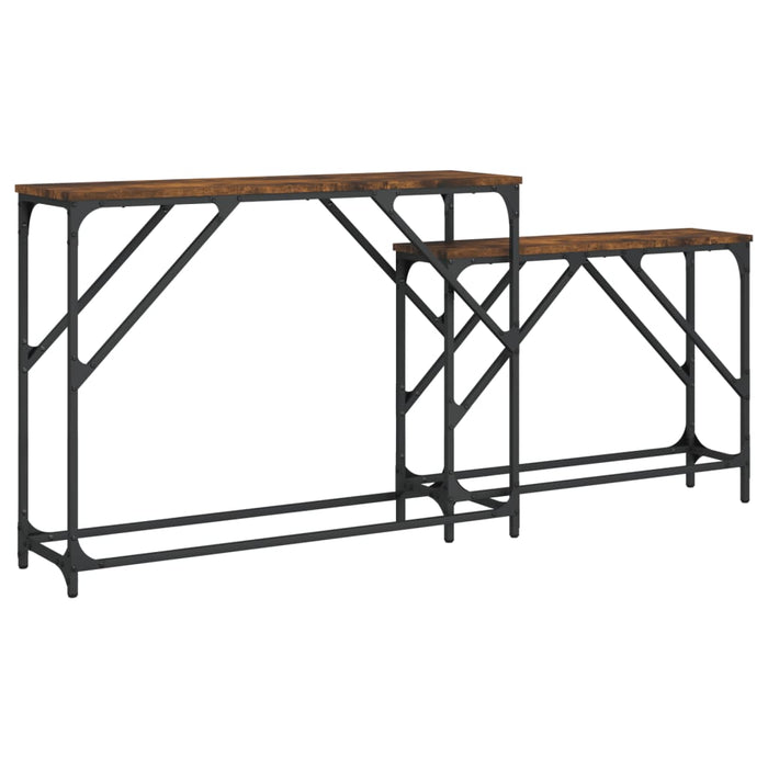 Mese console suprapuse, 2 buc, stejar fumuriu, lemn prelucrat - WALTI WALTI