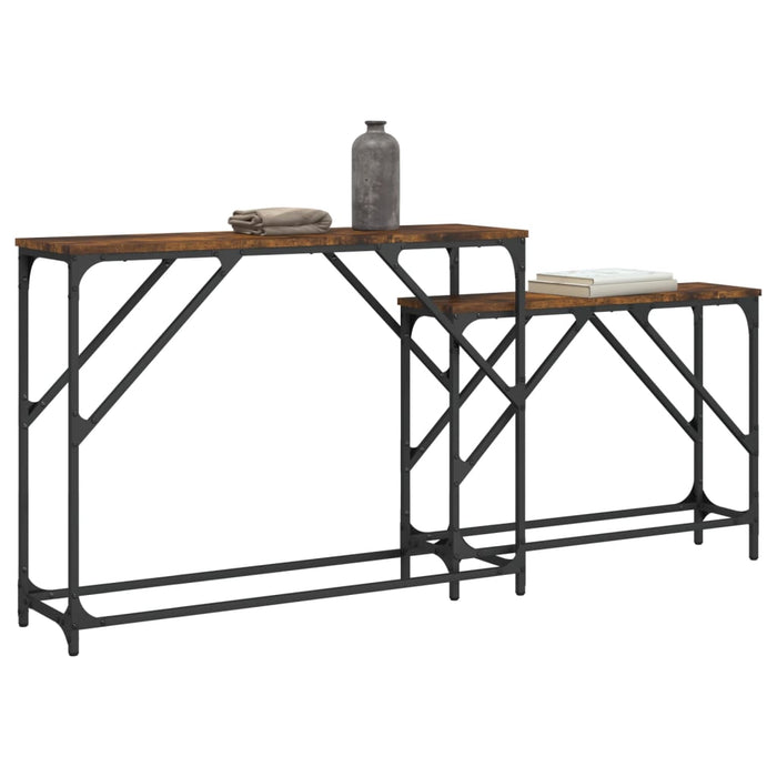 Mese console suprapuse, 2 buc, stejar fumuriu, lemn prelucrat - WALTI WALTI