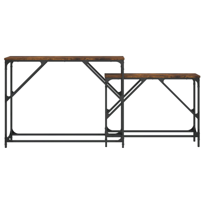 Mese console suprapuse, 2 buc, stejar fumuriu, lemn prelucrat - WALTI WALTI