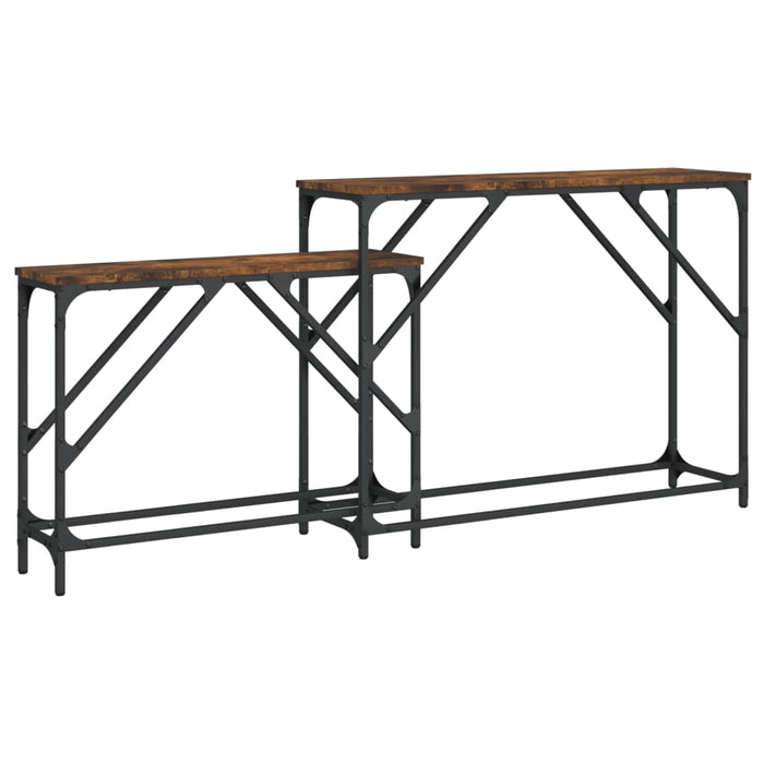 Mese console suprapuse, 2 buc, stejar fumuriu, lemn prelucrat - WALTI WALTI