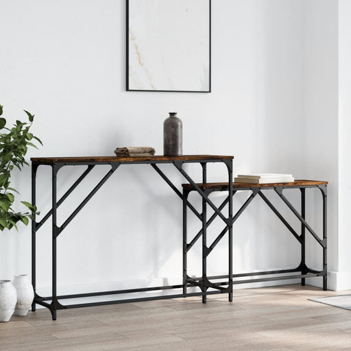 Mese console suprapuse, 2 buc, stejar fumuriu, lemn prelucrat - WALTI WALTI