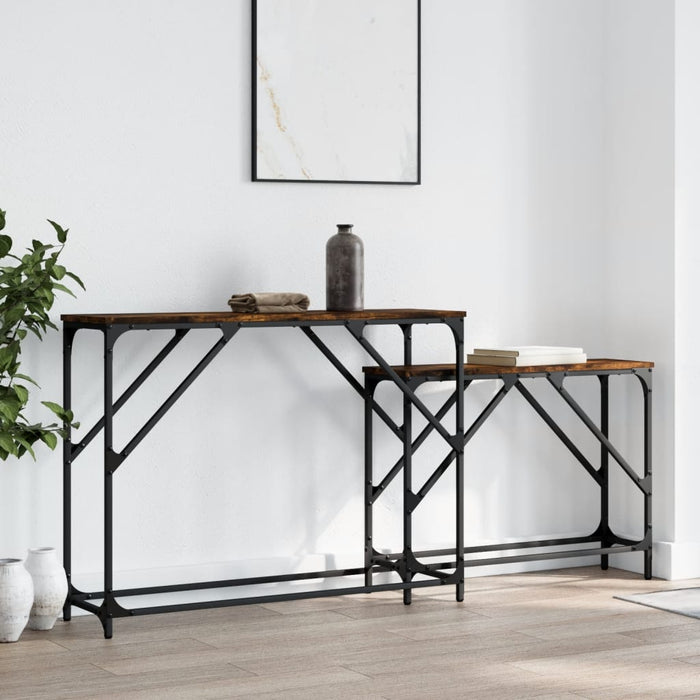 Mese console suprapuse, 2 buc, stejar fumuriu, lemn prelucrat - WALTI WALTI