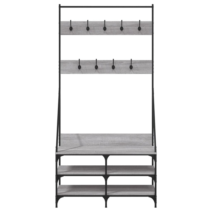 Suport de haine cu raft pantofi, sonoma gri, 90x34x184 cm WALTI