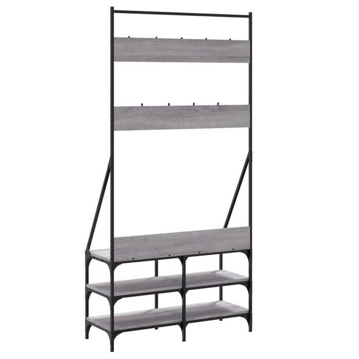 Suport de haine cu raft pantofi, sonoma gri, 90x34x184 cm WALTI