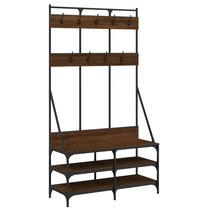 Suport de haine cu raft pantofi, stejar maro, 100x40x184 cm - WALTI WALTI