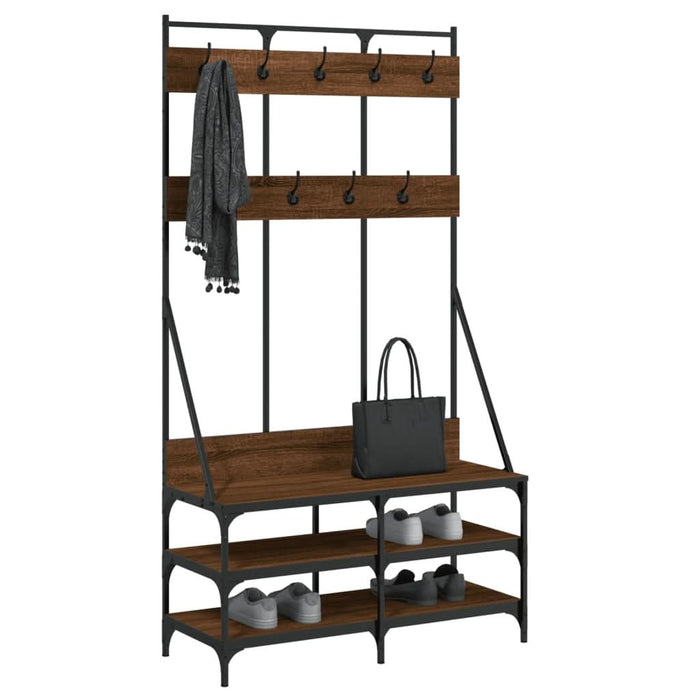 Suport de haine cu raft pantofi, stejar maro, 100x40x184 cm - WALTI WALTI