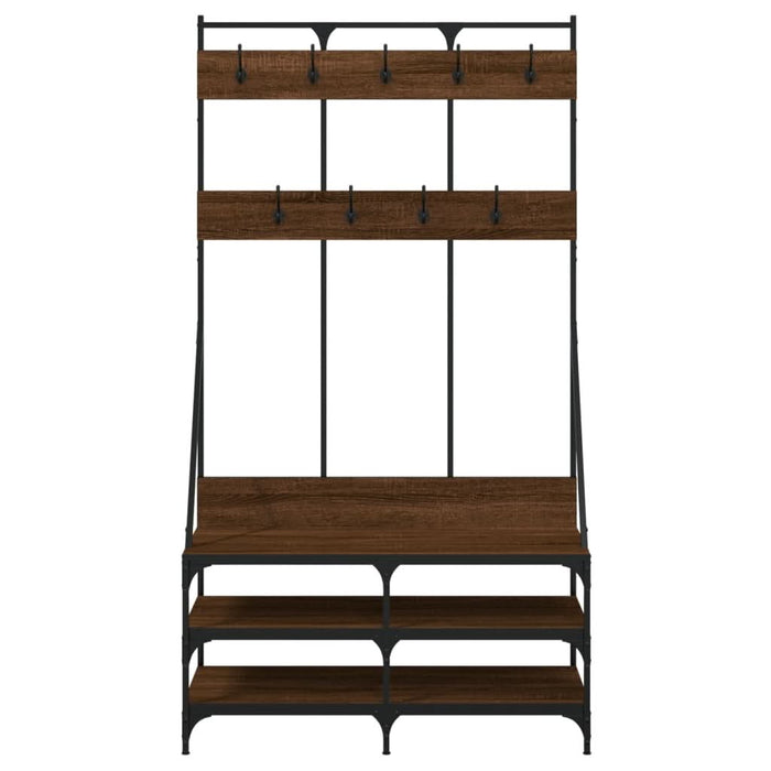 Suport de haine cu raft pantofi, stejar maro, 100x40x184 cm - WALTI WALTI