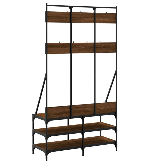 Suport de haine cu raft pantofi, stejar maro, 100x40x184 cm - WALTI WALTI
