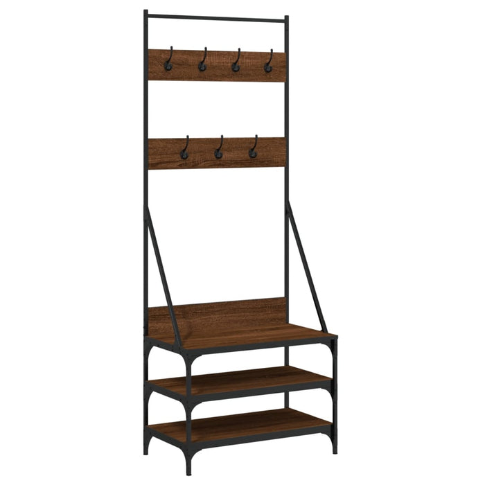Suport de haine cu raft pantofi, stejar maro, 70x40x184 cm WALTI