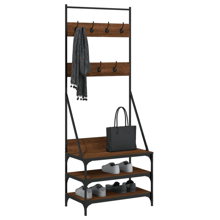 Suport de haine cu raft pantofi, stejar maro, 70x40x184 cm WALTI
