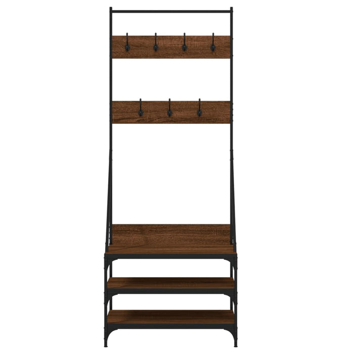 Suport de haine cu raft pantofi, stejar maro, 70x40x184 cm WALTI