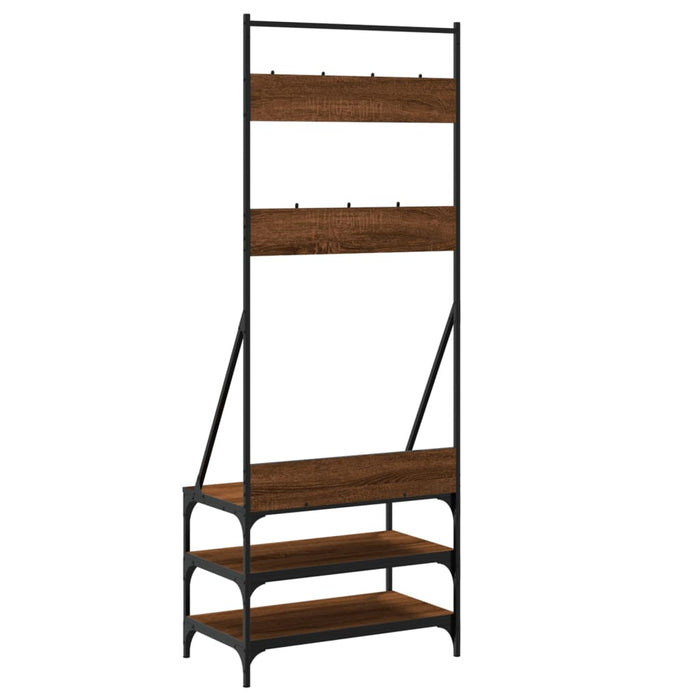 Suport de haine cu raft pantofi, stejar maro, 70x40x184 cm WALTI