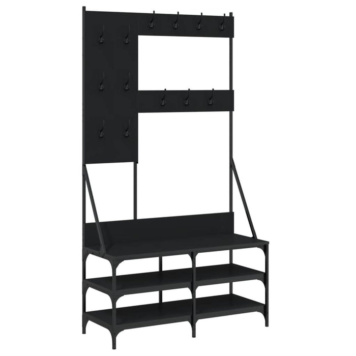 Suport de haine cu raft de pantofi, negru, 100x40x184 cm - WALTI WALTI
