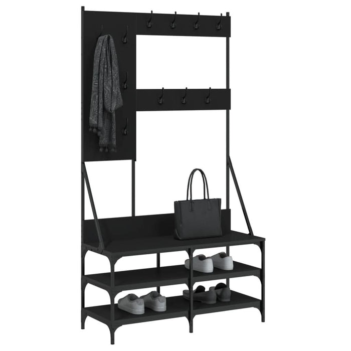 Suport de haine cu raft de pantofi, negru, 100x40x184 cm - WALTI WALTI