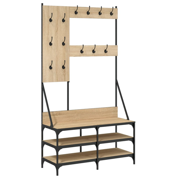 Suport de haine cu raft pantofi, stejar sonoma, 100x40x184 cm WALTI