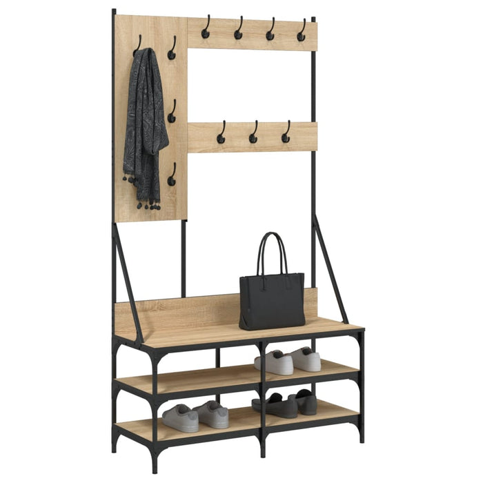 Suport de haine cu raft pantofi, stejar sonoma, 100x40x184 cm WALTI
