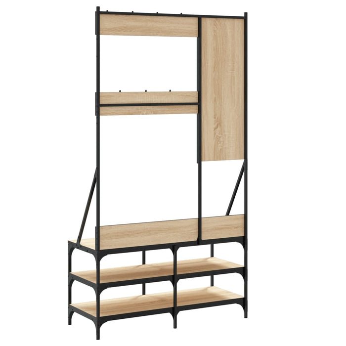 Suport de haine cu raft pantofi, stejar sonoma, 100x40x184 cm WALTI