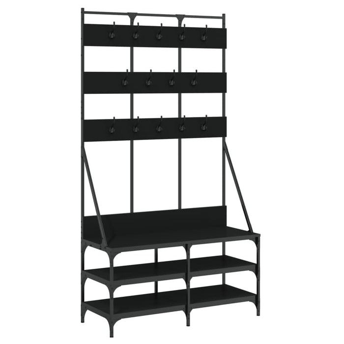 Suport de haine cu raft de pantofi, negru, 100x40x184 cm - WALTI WALTI