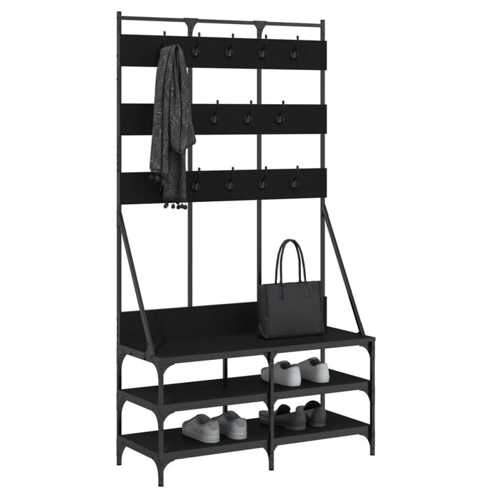 Suport de haine cu raft de pantofi, negru, 100x40x184 cm - WALTI WALTI