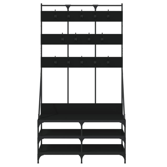 Suport de haine cu raft de pantofi, negru, 100x40x184 cm - WALTI WALTI